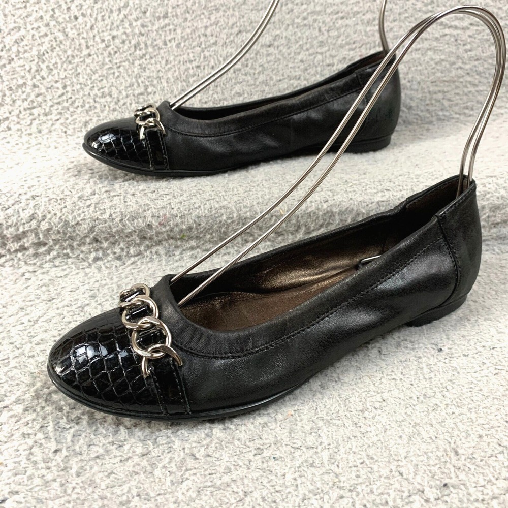 Attilo Giusti Leombruni Flat Women 7 Silvertone Alligator Leather Ballet Shoe